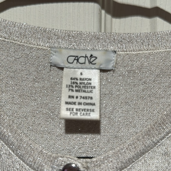 CACH’E SILVER SPARKLING SWEATER SIZE SMALL! NWOT!! # 164 - Picture 3 of 3